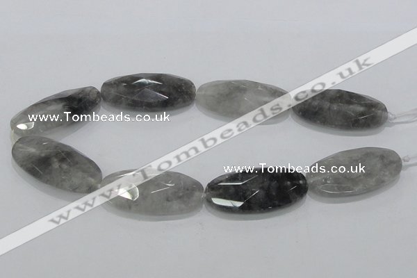 CCQ159 15.5 inches 25*50mm faceted oval cloudy quartz beads wholesale