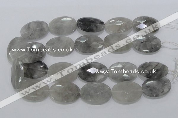 CCQ160 15.5 inches 25*35mm faceted oval cloudy quartz beads wholesale