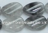 CCQ161 15.5 inches 20*25mm twisted oval cloudy quartz beads wholesale