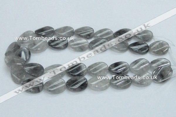 CCQ161 15.5 inches 20*25mm twisted oval cloudy quartz beads wholesale