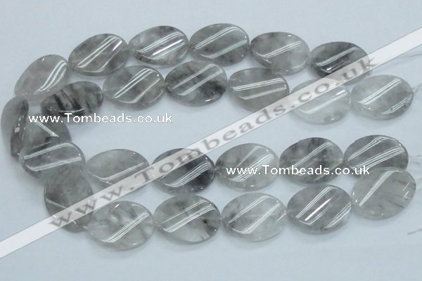 CCQ162 15.5 inches 23*30mm twisted oval cloudy quartz beads wholesale