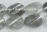 CCQ165 15.5 inches 12*20mm twisted & faceted oval cloudy quartz beads