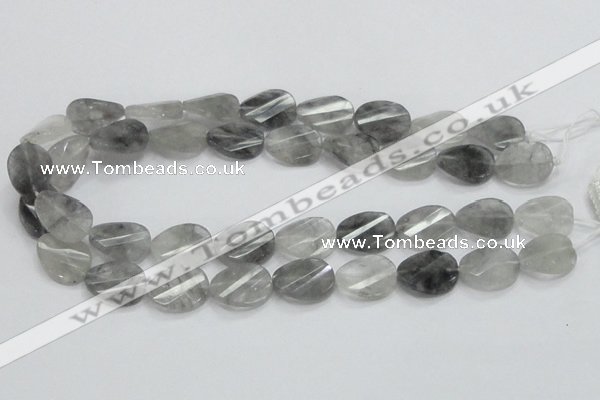 CCQ165 15.5 inches 12*20mm twisted & faceted oval cloudy quartz beads