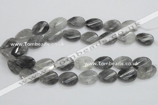 CCQ166 15.5 inches 18*25mm twisted & faceted oval cloudy quartz beads