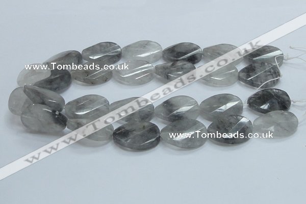 CCQ167 15.5 inches 22*30mm twisted & faceted oval cloudy quartz beads