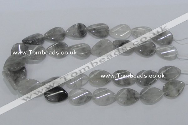 CCQ170 15.5 inches 18*25mm twisted flat teardrop cloudy quartz beads