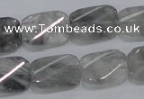 CCQ181 15.5 inches 13*19mm twisted rectangle cloudy quartz beads