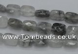 CCQ184 15.5 inches 8*10mm faceted rectangle cloudy quartz beads