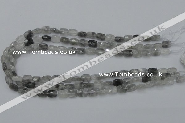 CCQ184 15.5 inches 8*10mm faceted rectangle cloudy quartz beads