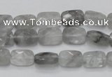 CCQ185 15.5 inches 8*12mm faceted rectangle cloudy quartz beads