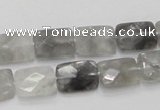 CCQ186 15.5 inches 10*14mm faceted rectangle cloudy quartz beads