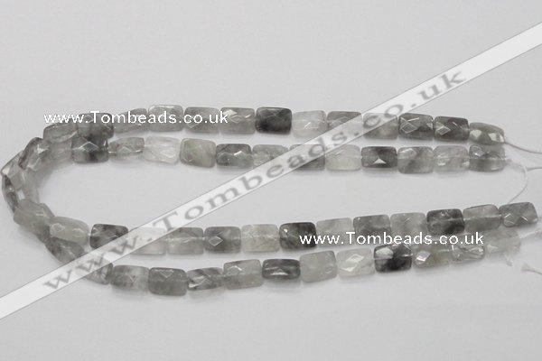 CCQ186 15.5 inches 10*14mm faceted rectangle cloudy quartz beads