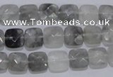 CCQ197 15.5 inches 8*8mm faceted square cloudy quartz beads