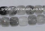 CCQ198 15.5 inches 10*10mm faceted square cloudy quartz beads