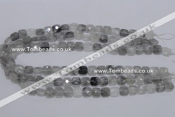 CCQ198 15.5 inches 10*10mm faceted square cloudy quartz beads