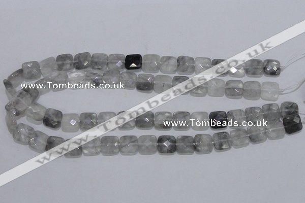 CCQ199 15.5 inches 12*12mm faceted square cloudy quartz beads