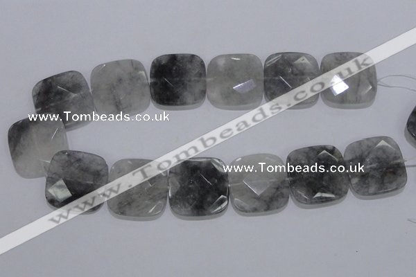 CCQ201 15.5 inches 30*30mm faceted square cloudy quartz beads