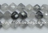 CCQ207 15.5 inches 8*8mm faceted diamond cloudy quartz beads