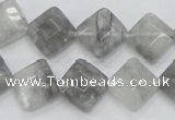 CCQ209 15.5 inches 12*12mm faceted diamond cloudy quartz beads