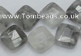 CCQ210 15.5 inches 15*15mm faceted diamond cloudy quartz beads