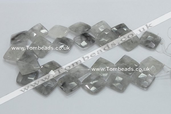 CCQ211 15.5 inches 25*25mm faceted diamond cloudy quartz beads