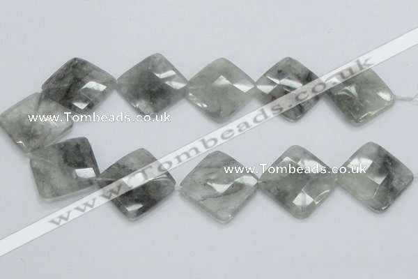 CCQ212 15.5 inches 30*30mm faceted diamond cloudy quartz beads