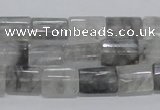 CCQ219 15.5 inches 10*15mm faceted & flat column cloudy quartz beads