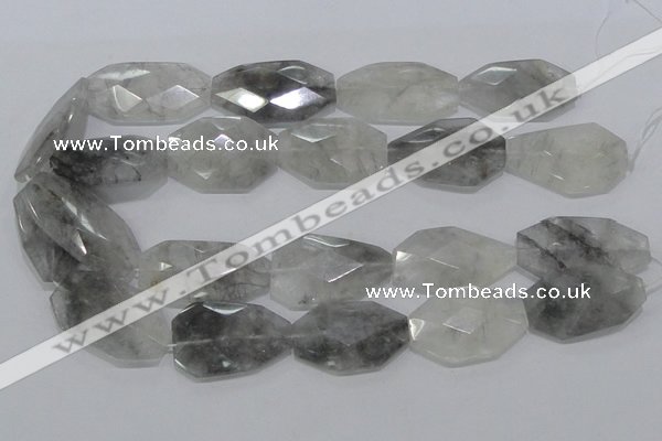 CCQ228 15.5 inches 22*35mm faceted freeform cloudy quartz beads