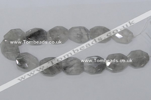 CCQ229 15.5 inches 26*32mm faceted freeform cloudy quartz beads