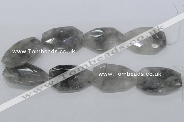 CCQ231 15.5 inches 30*50mm faceted freeform cloudy quartz beads