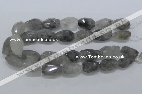 CCQ233 15.5 inches 20*30mm faceted nugget cloudy quartz beads