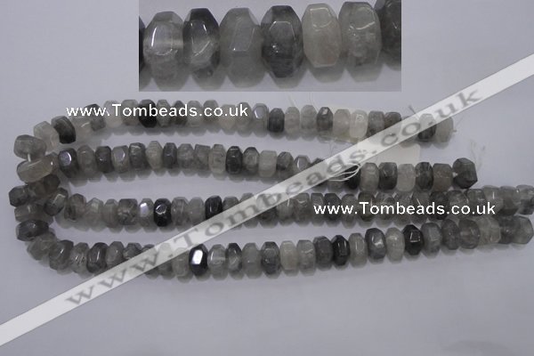 CCQ237 15.5 inches 8*12mm faceted rondelle cloudy quartz beads