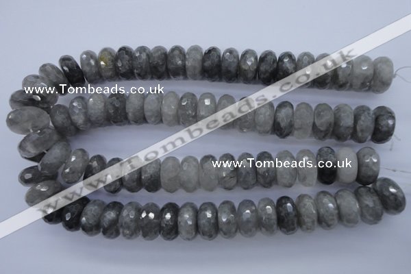 CCQ238 15.5 inches 10*20mm faceted rondelle cloudy quartz beads