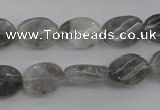 CCQ248 15.5 inches 10*14mm twisted oval cloudy quartz beads wholesale