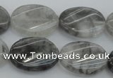 CCQ251 15.5 inches 18*25mm twisted oval cloudy quartz beads wholesale