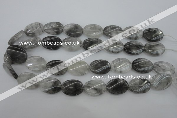 CCQ251 15.5 inches 18*25mm twisted oval cloudy quartz beads wholesale