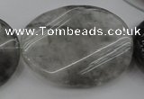 CCQ253 15.5 inches 30*40mm twisted oval cloudy quartz beads wholesale