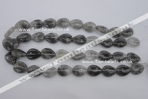 CCQ254 15.5 inches 15*20mm flat teardrop cloudy quartz beads