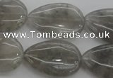CCQ256 15.5 inches 20*30mm flat teardrop cloudy quartz beads