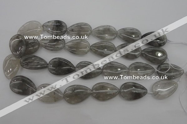 CCQ256 15.5 inches 20*30mm flat teardrop cloudy quartz beads