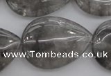 CCQ257 15.5 inches 25*35mm flat teardrop cloudy quartz beads