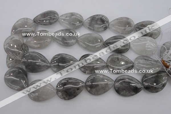 CCQ257 15.5 inches 25*35mm flat teardrop cloudy quartz beads