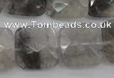 CCQ262 15.5 inches 20*20mm faceted square cloudy quartz beads