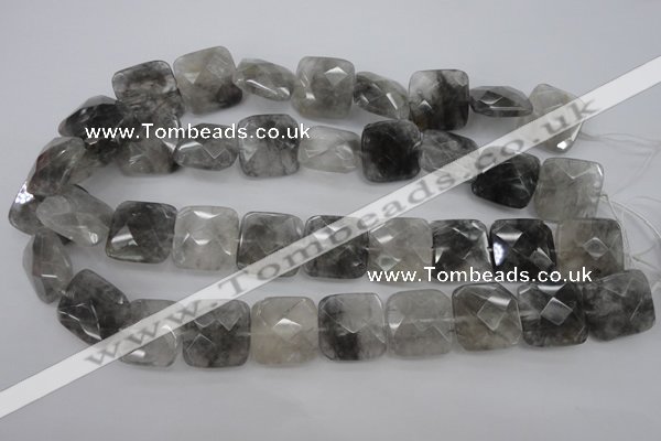 CCQ262 15.5 inches 20*20mm faceted square cloudy quartz beads