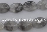 CCQ265 15.5 inches 12*16mm faceted oval cloudy quartz beads