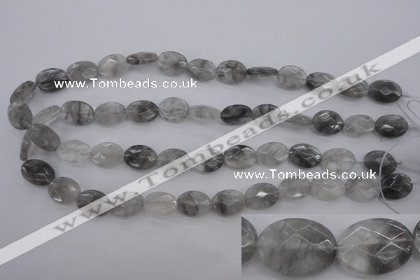 CCQ265 15.5 inches 12*16mm faceted oval cloudy quartz beads