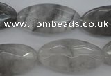 CCQ266 15.5 inches 15*30mm faceted oval cloudy quartz beads