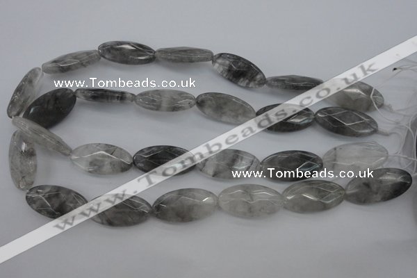 CCQ266 15.5 inches 15*30mm faceted oval cloudy quartz beads