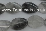 CCQ278 15.5 inches 15*20mm faceted & twisted oval cloudy quartz beads