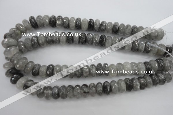 CCQ285 15.5 inches 8*16mm faceted rondelle cloudy quartz beads